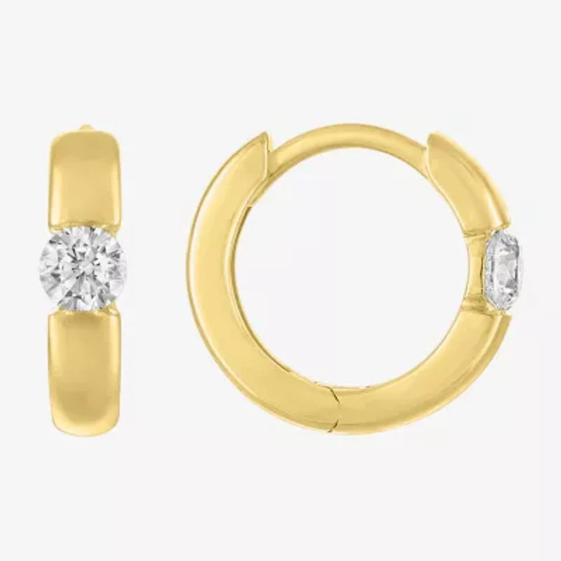 Diamond Addiction (G-H / I1-I2) Womens 1/3 CT. T.W. Lab Grown White Diamond 10K Gold Round Hoop Earrings