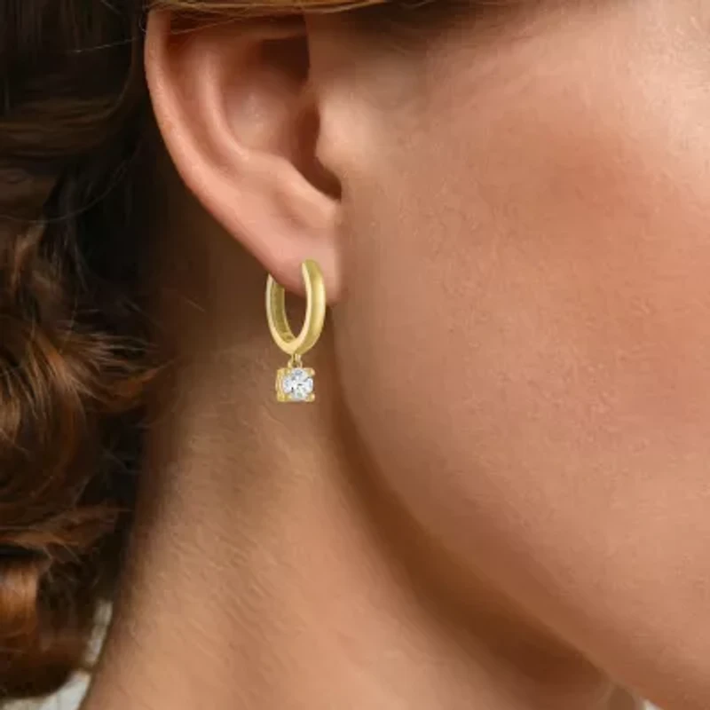 Diamond Addiction (G-H / I1-I2) Womens 1/3 CT. T.W. Lab Grown White Diamond 10K Gold 15mm Round Hoop Earrings