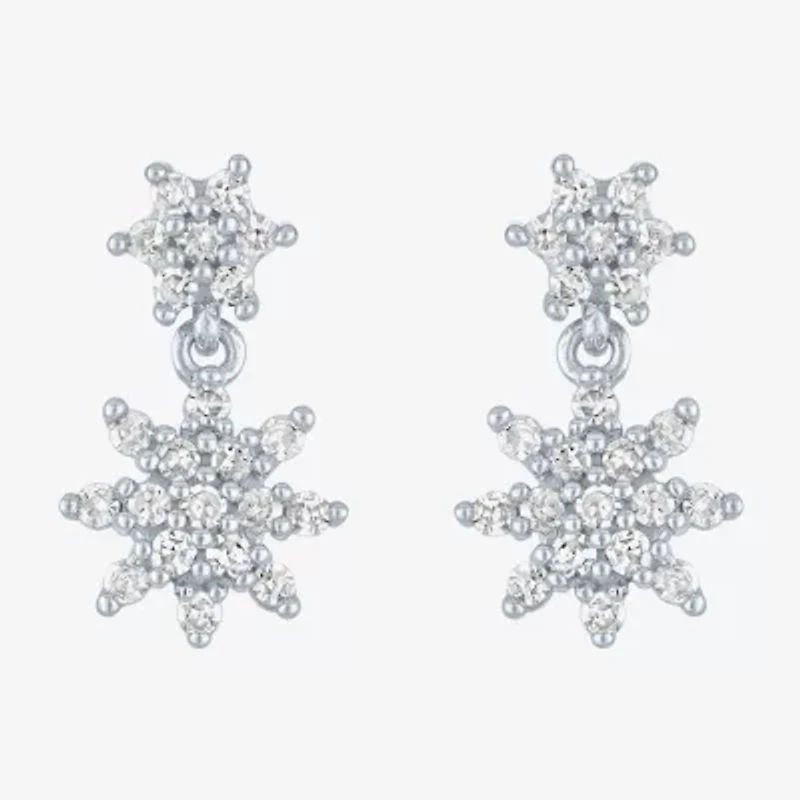 Diamond Blossom (G-H / Si2-I1) Womens 1/3 CT. T.W. Lab Grown White Diamond 10K White Gold Drop Earrings