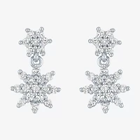Diamond Blossom (G-H / Si2-I1) Womens 1/3 CT. T.W. Lab Grown White Diamond 10K White Gold Drop Earrings