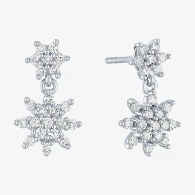 Diamond Blossom (G-H / Si2-I1) Womens 1/3 CT. T.W. Lab Grown White Diamond 10K White Gold Drop Earrings