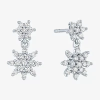 Diamond Blossom (G-H / Si2-I1) Womens 1/3 CT. T.W. Lab Grown White Diamond 10K White Gold Drop Earrings