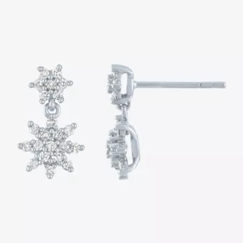 Diamond Blossom (G-H / Si2-I1) Womens 1/3 CT. T.W. Lab Grown White Diamond 10K White Gold Drop Earrings