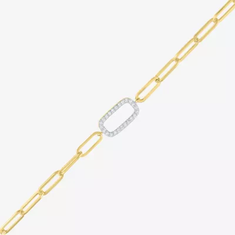 Diamond Addiction 1/10 Ct.T.W. Diamond (G-H / Si2-I1) Womens 10K Gold 8 Inch Paperclip Chain Bracelet