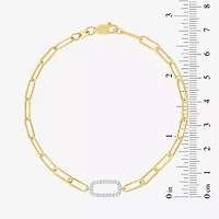 1/10 Ct.T.W. Diamond (G-H / Si2-I1) Womens 10K Gold 8 Inch Paperclip Chain Bracelet