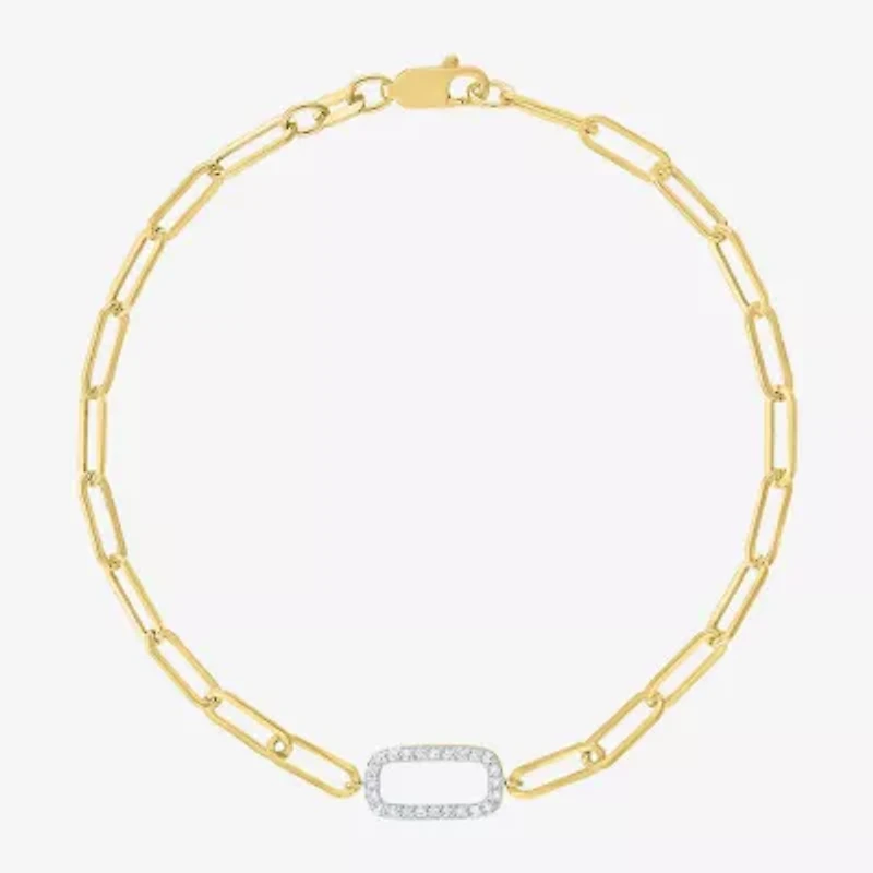 Diamond Addiction 1/10 Ct.T.W. Diamond (G-H / Si2-I1) Womens 10K Gold 8 Inch Paperclip Chain Bracelet