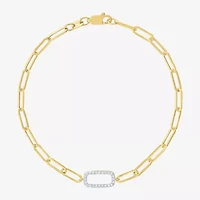 Diamond Addiction 1/10 Ct.T.W. Diamond (G-H / Si2-I1) Womens 10K Gold 8 Inch Paperclip Chain Bracelet