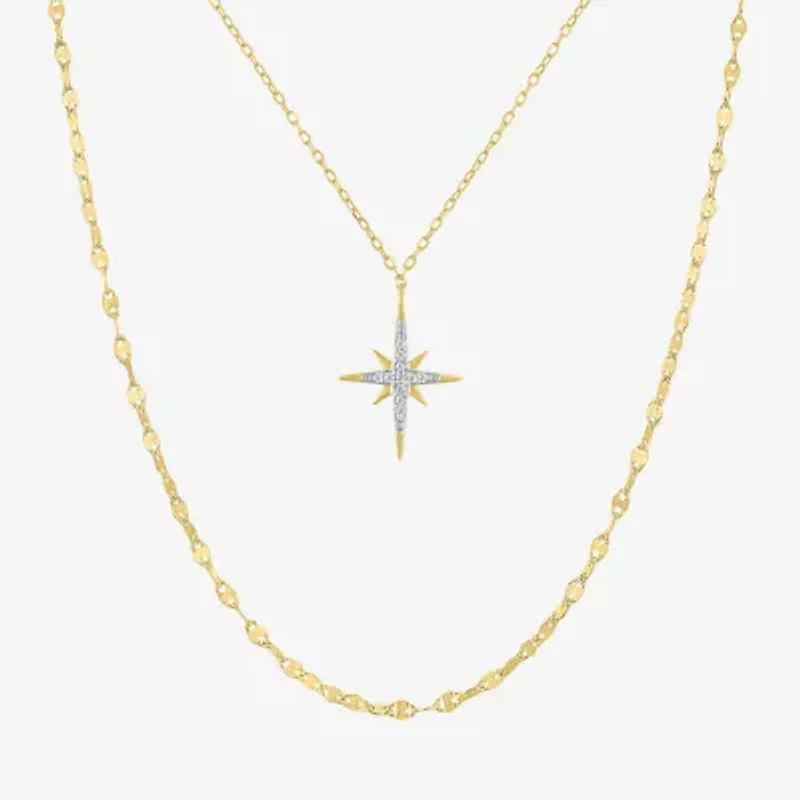Yes, Please! (G-H / I1-2) North Star Womens Diamond Accent Lab Grown White Diamond Star 2-pc. Necklace Set