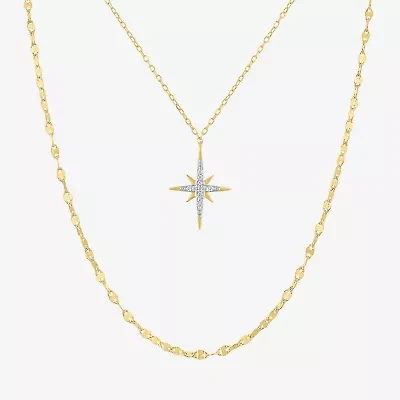 Yes, Please! (G-H / I1-2) North Star Womens Diamond Accent Lab Grown White Diamond Star 2-pc. Necklace Set
