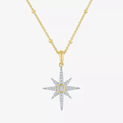 Diamond Addiction (G-H / I1-I2) North Star Womens 1/8 CT. T.W. Lab Grown White Diamond 14K Gold Over Silver Star 18 Inch Pendant Necklace