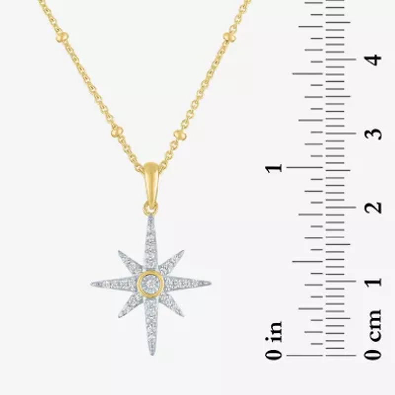 Diamond Addiction (G-H / I1-I2) North Star Womens 1/8 CT. T.W. Lab Grown White Diamond 14K Gold Over Silver Star 18 Inch Pendant Necklace