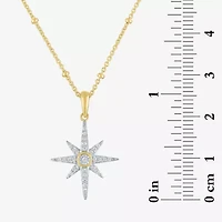 Diamond Addiction (G-H / I1-I2) North Star Womens 1/8 CT. T.W. Lab Grown White Diamond 14K Gold Over Silver Star 18 Inch Pendant Necklace