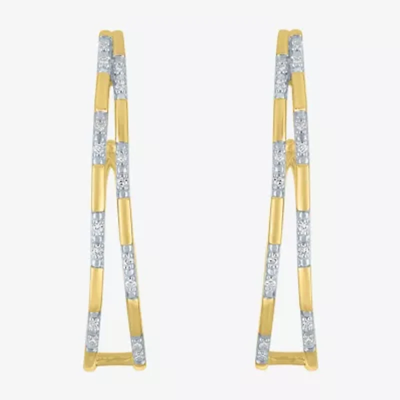 Diamond Addiction (G-H / Si2-I1) Womens 1/10 CT. T.W. Lab Grown White Diamond 14K Gold Over Silver Sterling Silver 30mm Hoop Earrings