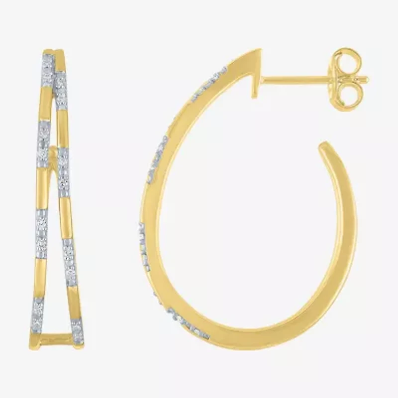 Diamond Addiction (G-H / Si2-I1) Womens 1/10 CT. T.W. Lab Grown White Diamond 14K Gold Over Silver Sterling Silver 30mm Hoop Earrings
