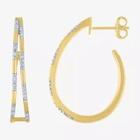 Diamond Addiction (G-H / Si2-I1) Womens 1/10 CT. T.W. Lab Grown White Diamond 14K Gold Over Silver Sterling Silver 30mm Hoop Earrings