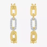 Diamond Addiction (G-H / Si2-I1) Womens 1/10 CT. T.W. Lab Grown White Diamond 14K Gold Over Silver 25.4mm Paperclip Hoop Earrings