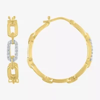 Diamond Addiction (G-H / Si2-I1) Womens 1/10 CT. T.W. Lab Grown White Diamond 14K Gold Over Silver 25.4mm Paperclip Hoop Earrings