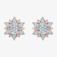 Diamond Blossom (G-H / Si2-I1) 1/10 CT. T.W. Lab Grown White Diamond 14K Rose Gold Over Silver 10.6mm Stud Earrings