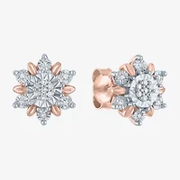 Diamond Blossom (G-H / Si2-I1) 1/10 CT. T.W. Lab Grown White Diamond 14K Rose Gold Over Silver 10.6mm Stud Earrings
