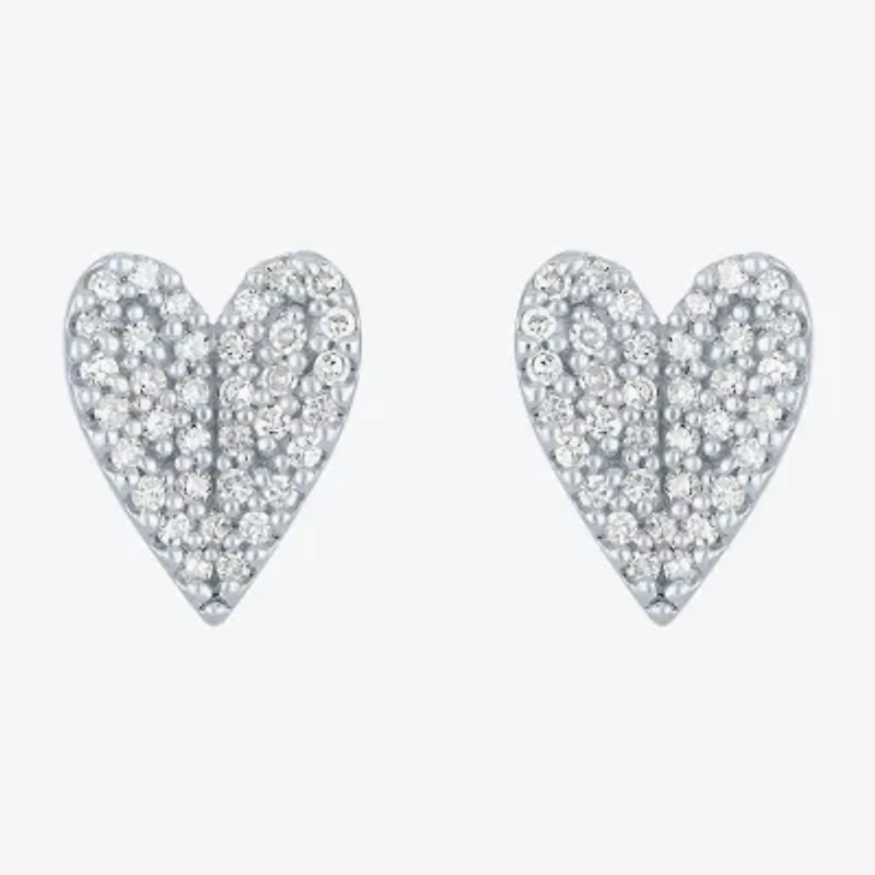 Diamond Addiction (G-H / Si2-I1) 1/6 CT. T.W. Lab Grown White Diamond 14K Gold Over Silver Sterling Silver 8.2mm Heart Stud Earrings
