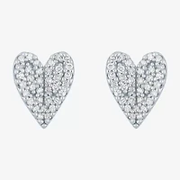 Diamond Addiction (G-H / Si2-I1) 1/6 CT. T.W. Lab Grown White Diamond 14K Gold Over Silver Sterling Silver 8.2mm Heart Stud Earrings