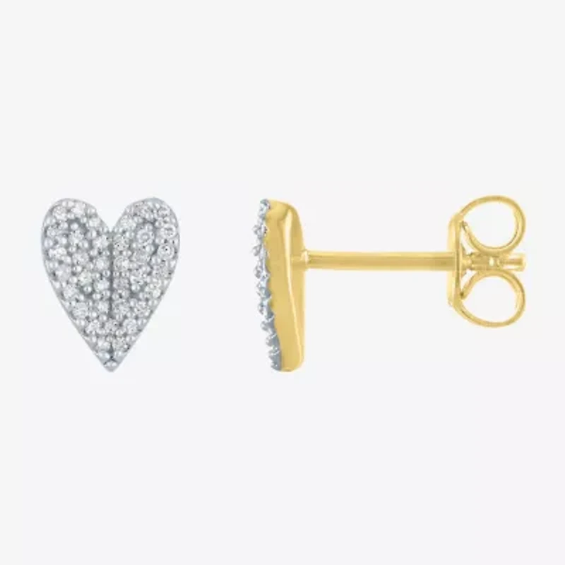 Diamond Addiction (G-H / Si2-I1) 1/6 CT. T.W. Lab Grown White Diamond 14K Gold Over Silver Sterling Silver 8.2mm Heart Stud Earrings