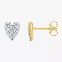 Diamond Addiction (G-H / Si2-I1) 1/6 CT. T.W. Lab Grown White Diamond 14K Gold Over Silver Sterling Silver 8.2mm Heart Stud Earrings