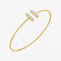 Diamond Addiction Double Bar (G-H / Si2-I1) Womens 1/10 CT. T.W. White Diamond 14K Gold Over Silver Cuff Bracelet