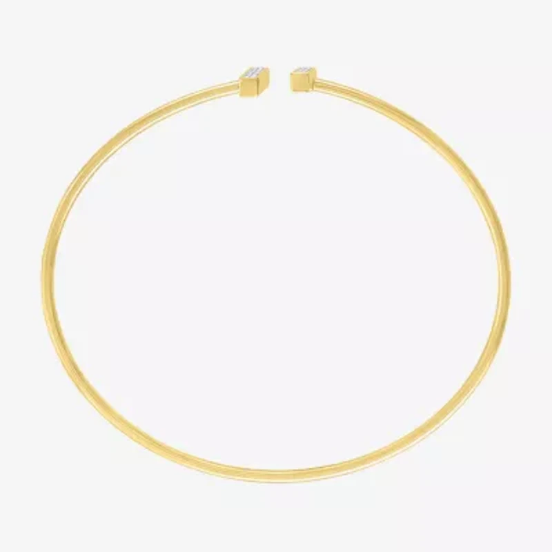 Double Bar (G-H / Si2-I1) Womens 1/10 CT. T.W. White Diamond 14K Gold Over Silver Cuff Bracelet