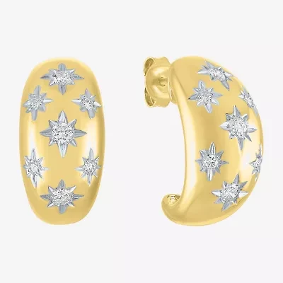 Diamond Addiction (G-H / Si2-I1) North Star C-Hoop Womens 1/2 CT. T.W. Lab Grown White Diamond 14K Gold Over Silver 20mm Hoop Earrings