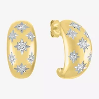 Diamond Addiction (G-H / Si2-I1) North Star C-Hoop Womens 1/2 CT. T.W. Lab Grown White Diamond 14K Gold Over Silver 20mm Hoop Earrings