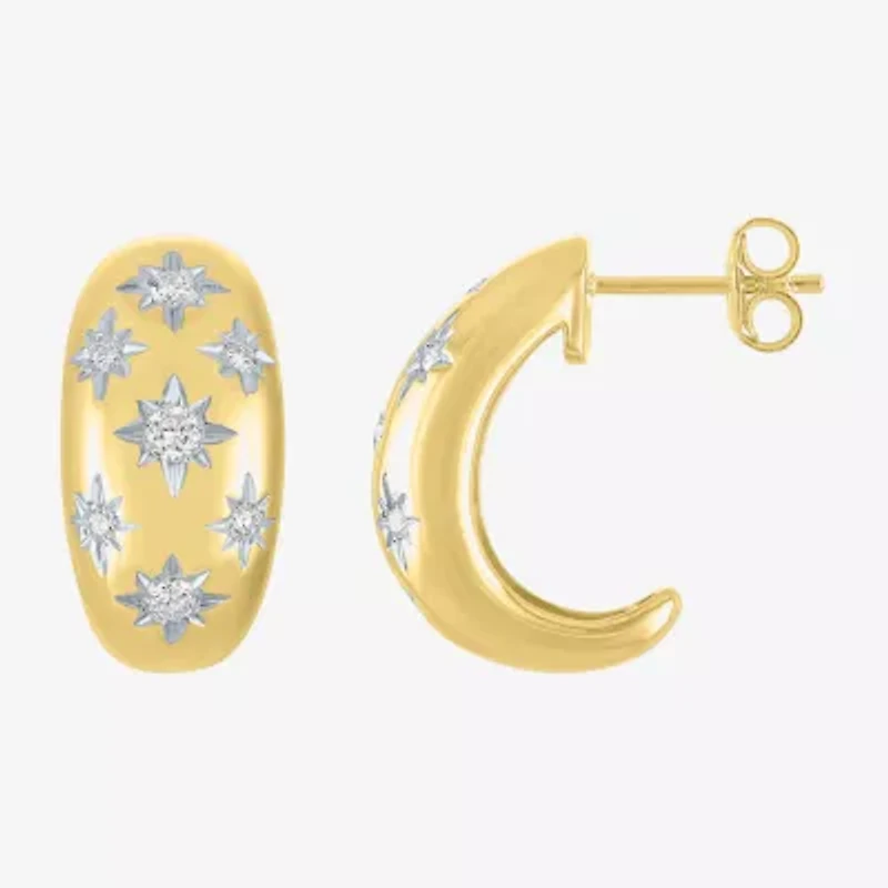 Diamond Addiction (G-H / Si2-I1) North Star C-Hoop Womens 1/2 CT. T.W. Lab Grown White Diamond 14K Gold Over Silver 20mm Hoop Earrings
