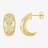 Diamond Addiction (G-H / Si2-I1) North Star C-Hoop Womens 1/2 CT. T.W. Lab Grown White Diamond 14K Gold Over Silver 20mm Hoop Earrings