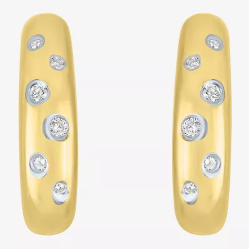 Diamond Addiction (G-H / I1-I2) Womens 1/10 CT. T.W. Lab Grown White Diamond 14K Gold Over Silver 16.2mm Hoop Earrings