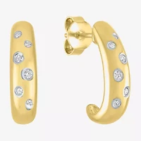 Diamond Addiction (G-H / I1-I2) Womens 1/10 CT. T.W. Lab Grown White Diamond 14K Gold Over Silver 16.2mm Hoop Earrings