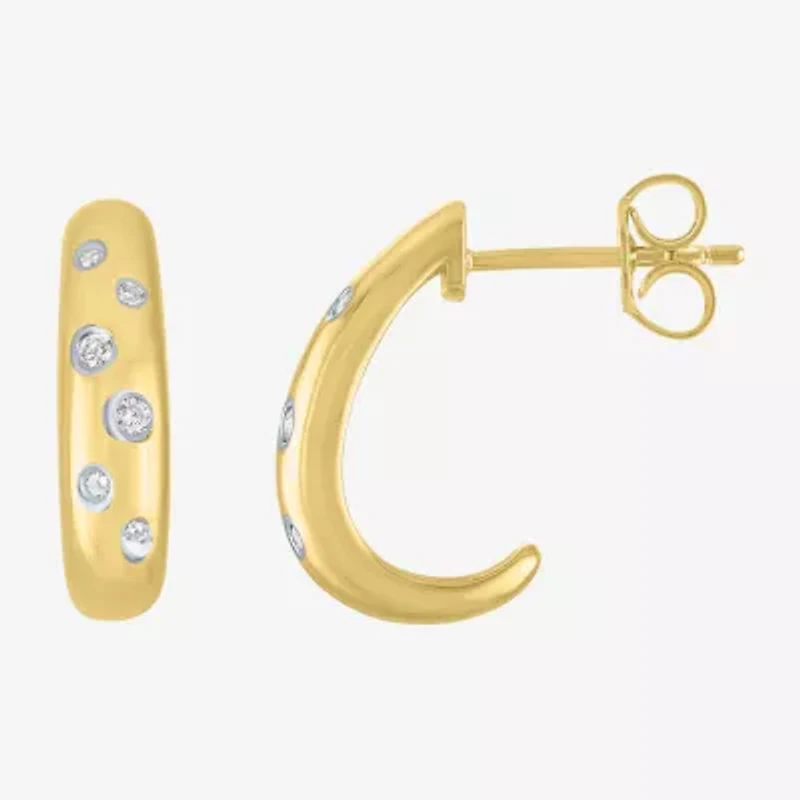 Diamond Addiction (G-H / I1-I2) Womens 1/10 CT. T.W. Lab Grown White Diamond 14K Gold Over Silver 16.2mm Hoop Earrings