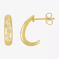 Diamond Addiction (G-H / I1-I2) Womens 1/10 CT. T.W. Lab Grown White Diamond 14K Gold Over Silver 16.2mm Hoop Earrings