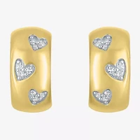Diamond Addiction (G-H / Si2-I1) C-Hoop Womens 1/10 CT. T.W. Lab Grown White Diamond 14K Gold Over Silver 14mm Heart Hoop Earrings