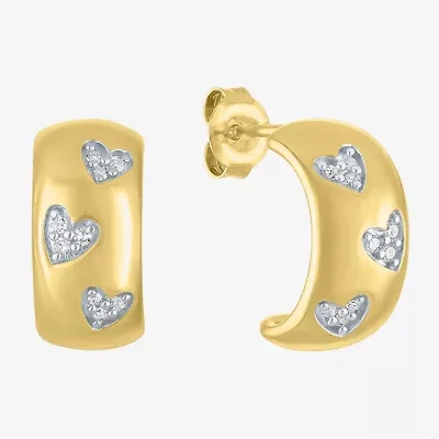 Diamond Addiction (G-H / Si2-I1) C-Hoop Womens 1/10 CT. T.W. Lab Grown White Diamond 14K Gold Over Silver 14mm Heart Hoop Earrings