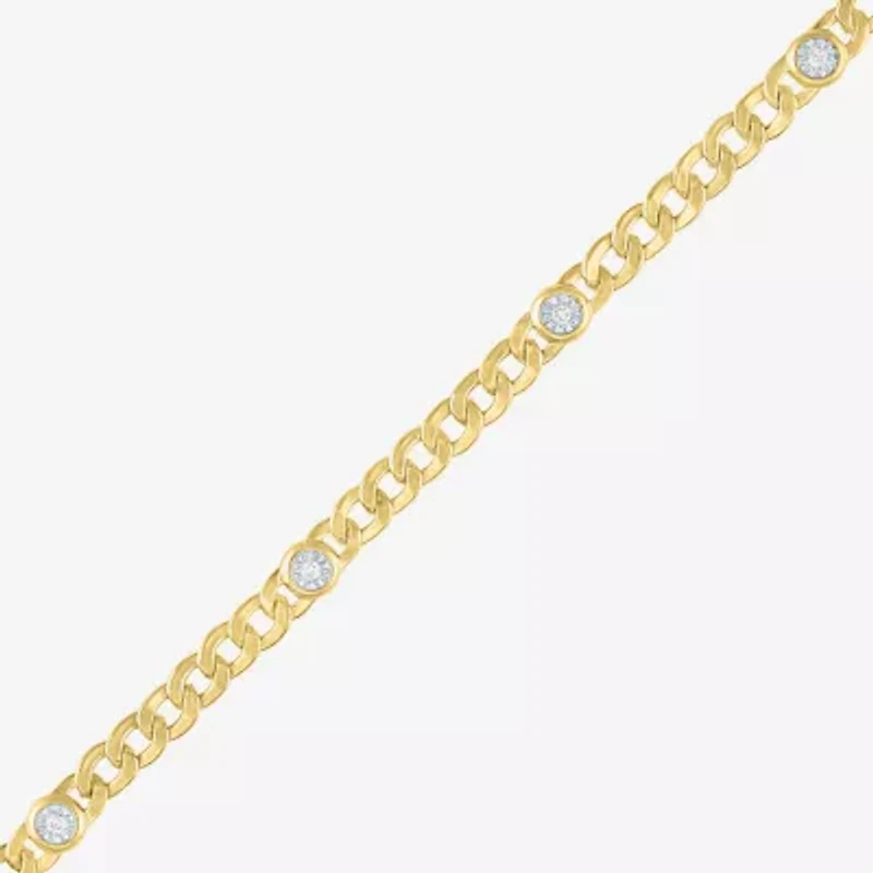 Diamond Addiction (G-H / I1-I2) Womens 14K Gold Over Silver 8 Inch Curb Chain Bracelet