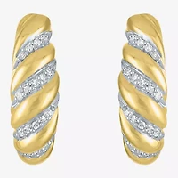 Diamond Addiction (G-H / I1-I2) Croissant Womens 1/10 CT. T.W. Lab Grown White Diamond 14K Gold Over Silver 16.2mm Hoop Earrings