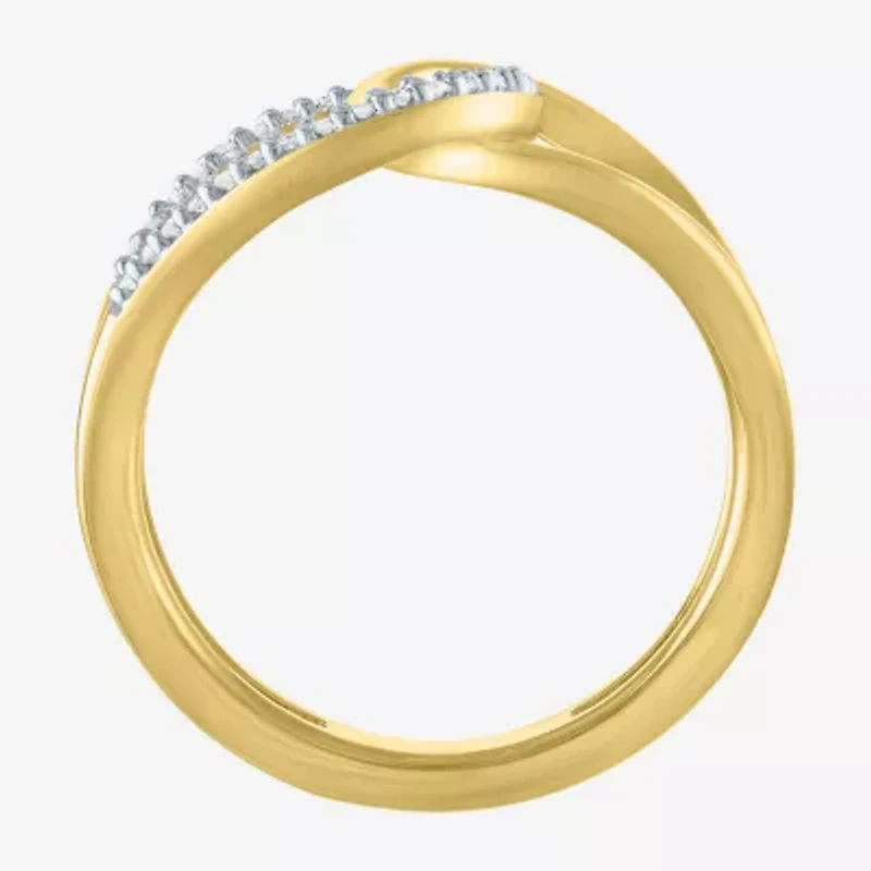 Diamond Addiction Double C Link Womens 1/10 CT. T.W. Genuine White Cocktail Ring