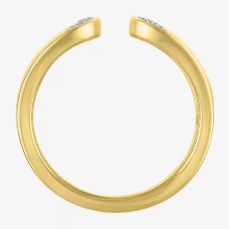 Bold Open Edge Womens 1/10 CT. T.W. Natural White Diamond 14K Gold Over Silver Band