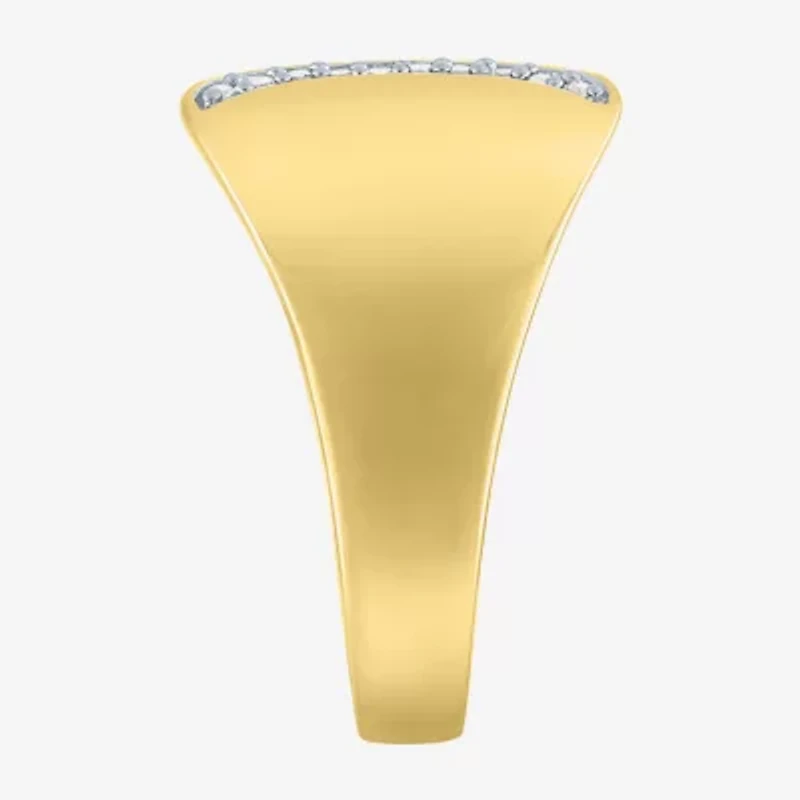 Bold Open Edge Womens 1/10 CT. T.W. Natural White Diamond 14K Gold Over Silver Band