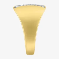 Bold Open Edge Womens 1/10 CT. T.W. Natural White Diamond 14K Gold Over Silver Band