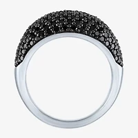 Womens 1 CT. T.W. Natural Black Diamond Sterling Silver Dome Cocktail Ring