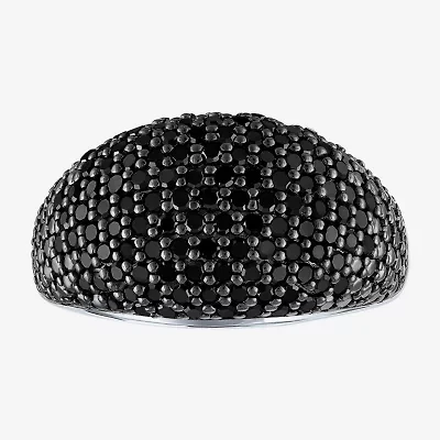 Womens 1 CT. T.W. Natural Black Diamond Sterling Silver Dome Cocktail Ring