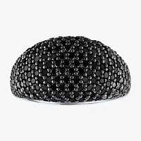 Womens 1 CT. T.W. Natural Black Diamond Sterling Silver Dome Cocktail Ring