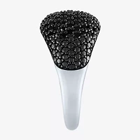 Womens 1 CT. T.W. Natural Black Diamond Sterling Silver Dome Cocktail Ring