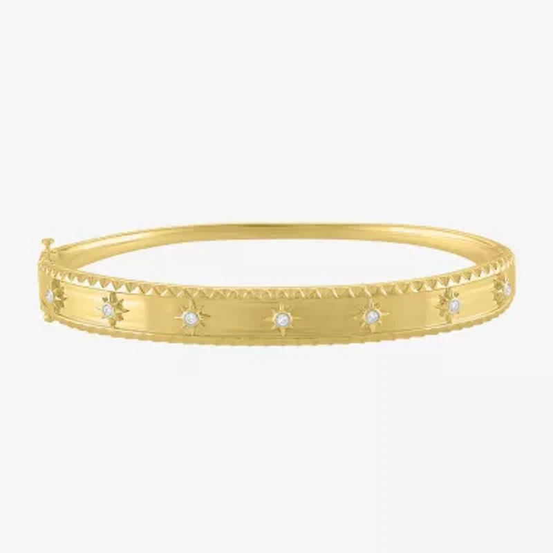 Diamond Addiction (G-H / I1-I2) North Star Womens 1/10 CT. T.W. Lab Grown White Diamond 14K Gold Over Silver Sterling Silver Star Bangle Bracelet